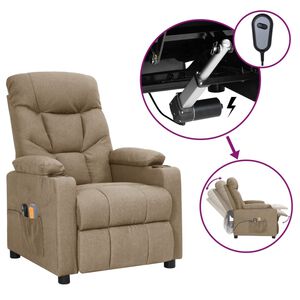 vidaXL Elektrisk massagef&aring;t&ouml;lj taupe tyg