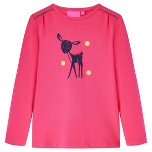 vidaXL T-shirt med l&aring;nga &auml;rmar f&ouml;r barn stark rosa 104