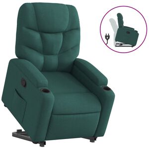 vidaXL Reclinerf&aring;t&ouml;lj med uppresningshj&auml;lp m&ouml;rkgr&ouml;n tyg