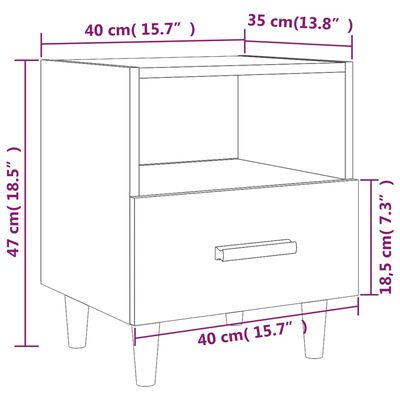 vidaXL Sängbord 2 st vit högglans 40x35x47 cm