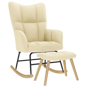 vidaXL Gungstol med fotpall gr&auml;ddvit tyg