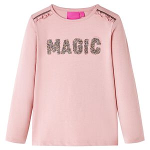 T-shirt med l&aring;nga &auml;rmar f&ouml;r barn stark rosa 116