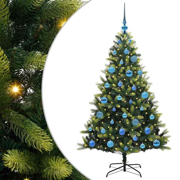 vidaXL Konstgjort F&auml;llbart Jultr&auml;d 150 LEDs Gr&ouml;n 150 cm PVC och PE