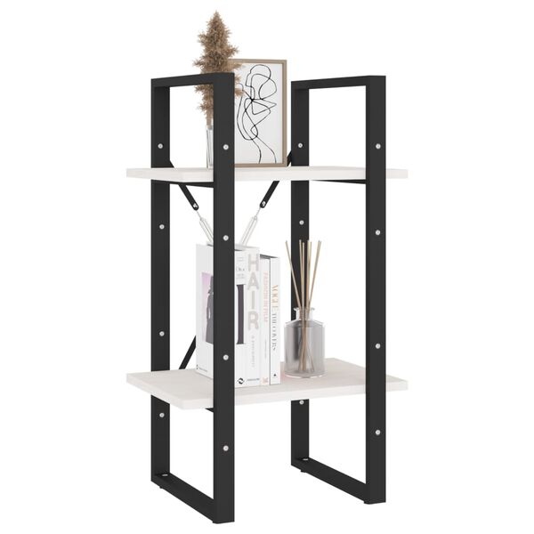 vidaXL Bokhylla 2 hyllplan vit 40x30x70 cm massiv furu