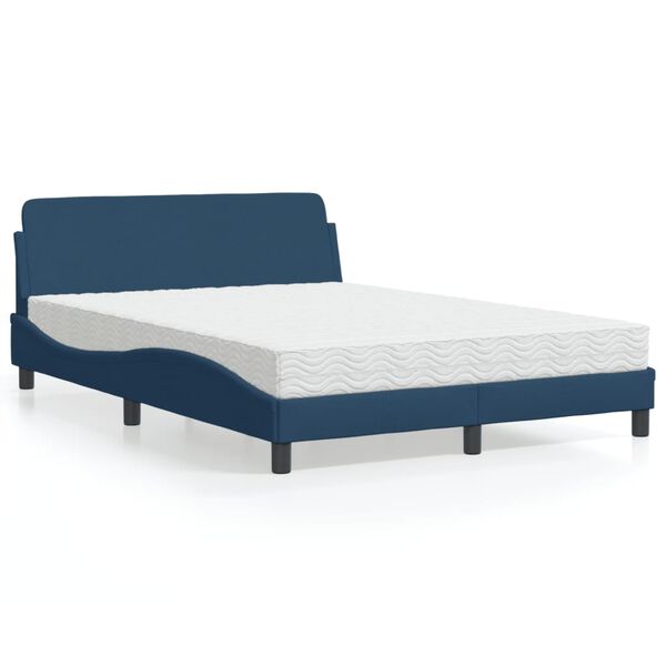 vidaXL Bed with Mattress "Dover" Blue 140x200 cm Fabric