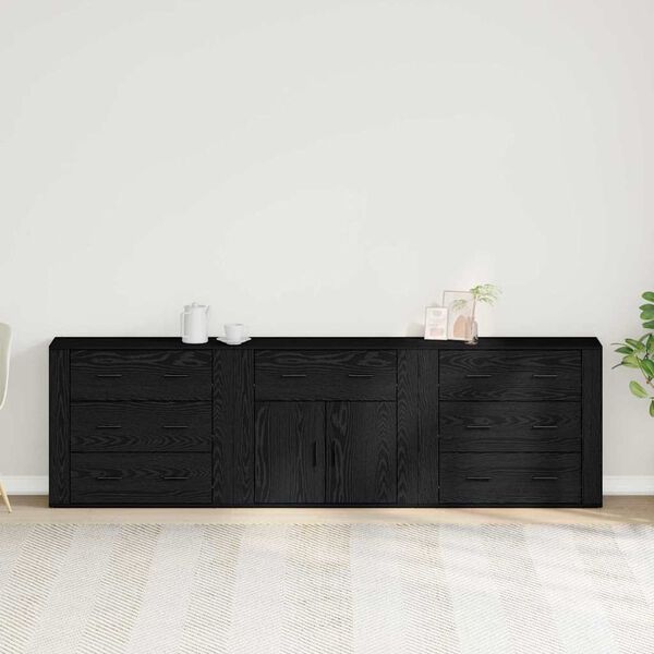 vidaXL Sideboard med l&aring;da Svart Ek 240 x 33 x 70 cm Konstruerat tr&auml;