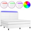 vidaXL Rams&auml;ng med madrass & LED vit 160x200 cm konstl&auml;der