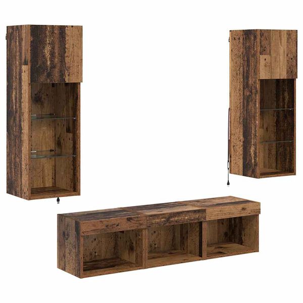 vidaXL TV V&auml;gg Enheter V&auml;ggmonterad 5 pcs Svart Ek Konstruerat tr&auml;