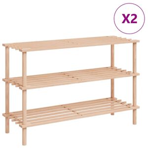 vidaXL Skohyllor 3 hyllplan 2 st massivt grantr&auml;