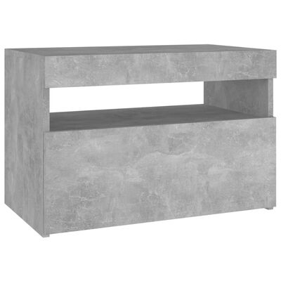 vidaXL Sängbord med LED-belysning 2 st betonggrå 60x35x40 cm