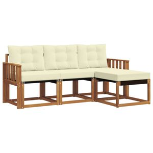 vidaXL Utomhussoffset med kudde 4 pcs Naturlig och Gr&auml;dde