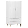 vidaXL Kl&auml;dsk&aring;p MOLDE vit 90x55x175 cm massiv furu