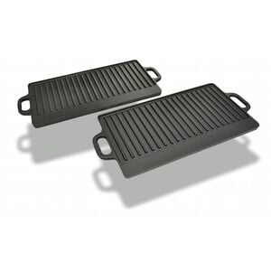 vidaXL Grillplatta 2 st gjutj&auml;rn v&auml;ndbar 38x23 cm