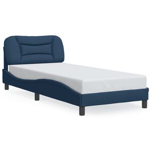 vidaXL Bed Frame with LED without Mattress "Hvar" Blue 90x190 cm Fabric