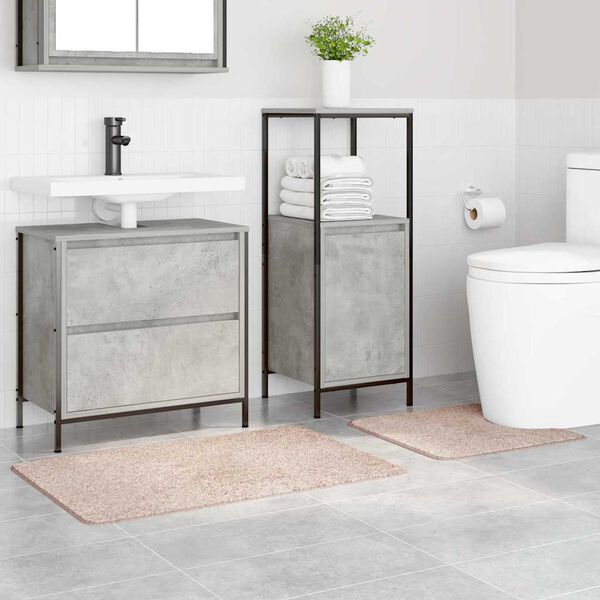 vidaXL Antisklid badmatta set 2 pcs Kr&auml;m PP