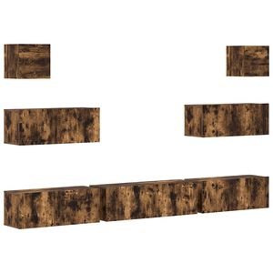 vidaXL Tv-sk&aring;p 7 delar R&ouml;kf&auml;rgad ek konstruerat tr&auml;