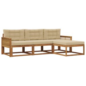 vidaXL Utomhussoffset med kudde 4 pcs Naturlig och Beige