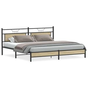 vidaXL S&auml;ngram utan madrass metall sonoma-ek 193x203 cm