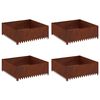 vidaXL Kant f&ouml;r gr&auml;smatta 4 pcs 100 x 100 x 35 cm St&aring;l Rostig