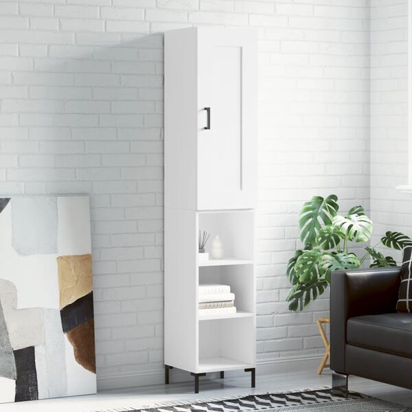 vidaXL H&ouml;gsk&aring;p vit 34,5x34x180 cm konstruerat tr&auml;