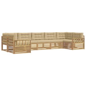 vidaXL Utomhussoffset 7 st Vit och Beige Massivt Akaciatr&auml;
