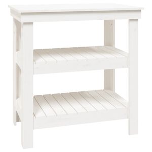 vidaXL Arbetsb&auml;nk med hylla Vit 78,5 x 50 x 80 cm Massiv furu