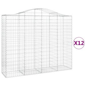 vidaXL Gabioner b&aring;gformade 12 st 200x50x160/180 cm galvaniserat j&auml;rn