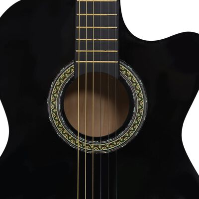 vidaXL Akustisk westerngitarr med cutaway EQ-pedal och 6 strängar svart