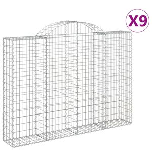 vidaXL Gabioner b&aring;gformade 9 st 200x30x140/160 cm galvaniserat j&auml;rn