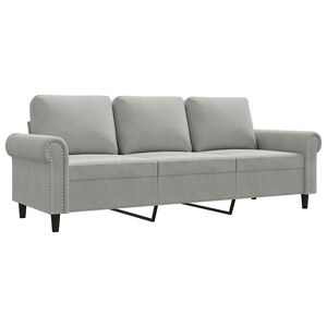 vidaXL 3-sitssoffa ljusgr&aring; 180 cm sammet