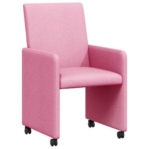 vidaXL Matstolar med hjul med hjul 2 pcs Rosa 57 x 66 x 94 cm tyg