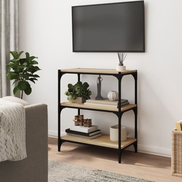 vidaXL Bokhylla sonoma-ek 60x33x70,5 cm konstruerat tr&auml; och st&aring;l