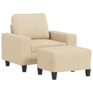 vidaXL F&aring;t&ouml;lj med fotpall Gr&auml;ddvit 60 cm tyg