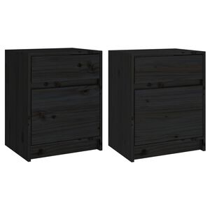 vidaXL S&auml;ngbord 2 st svart 40x31x50 cm massivt furu