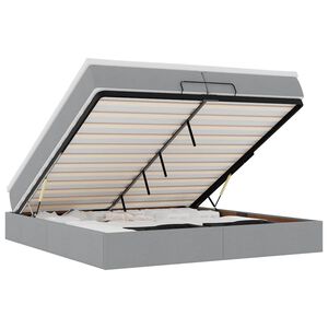 vidaXL Ottoman s&auml;ngram med madrasser ljusgr&aring; 200x200 cm tyg