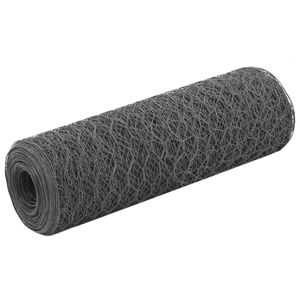 vidaXL H&ouml;nsn&auml;t st&aring;l med PVC-bel&auml;ggning 25x0,5 m gr&aring;