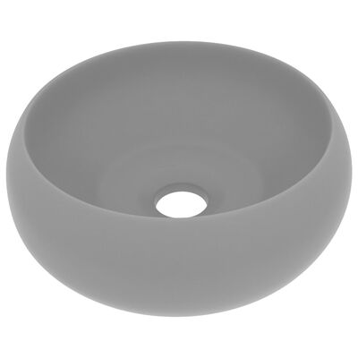 vidaXL Lyxigt runt handfat matt ljusgrå 40x15 cm keramik