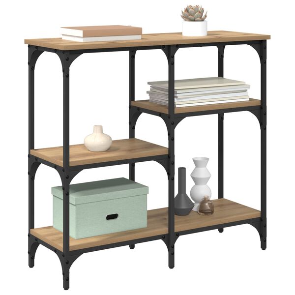 vidaXL Konsolbord med hylla Artisan Ek 80 x 29 x 75 cm Konstruerat tr&auml;
