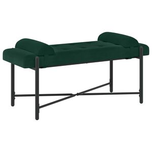 vidaXL Knappstoppad b&auml;nk med kuddar M&ouml;rkgr&ouml;n 110 x 40 x 46 cm Sammet