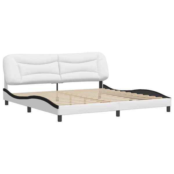 vidaXL Bed Frame without Mattress "Hvar" White and Black 200x200 cm Faux Leather