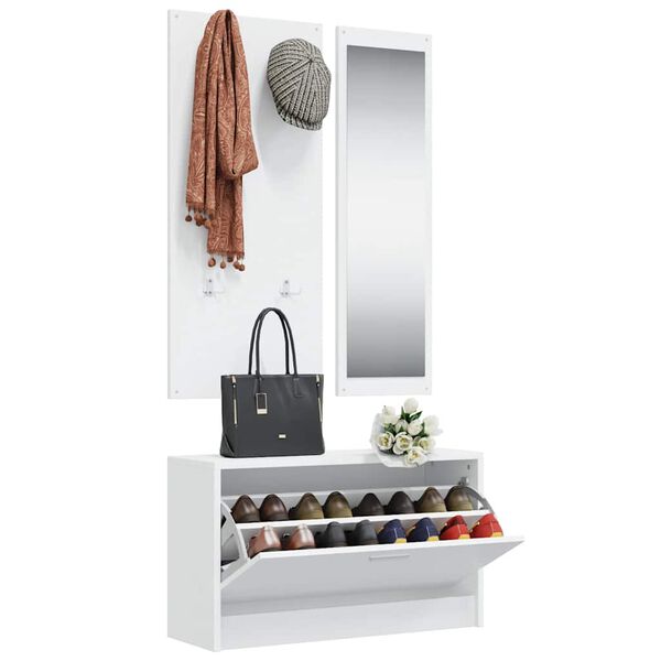 vidaXL Skosk&aring;p 3-i-1 set vit konstruerat tr&auml;