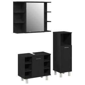 vidaXL Badrumsm&ouml;belset 3 pcs Svart 30 x 30 x 99,5 cm Konstruerat tr&auml;