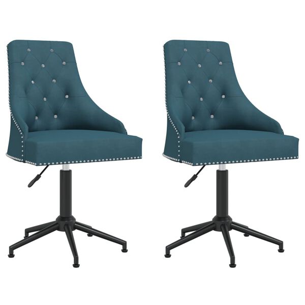 vidaXL Snurrbara matstolar 2 st bl&aring; sammet