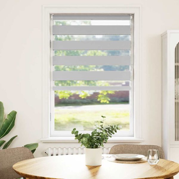 vidaXL Rullgardin zebra ljusgr&aring; 90x100 cm tyg bredd 85,9 cm polyester