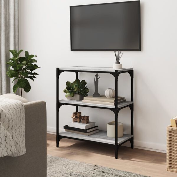 vidaXL Bokhylla grå sonoma 60x33x70,5 cm konstruerat trä och stål