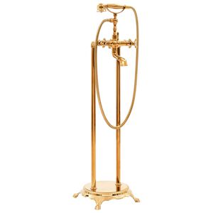 vidaXL Frist&aring;ende badkarsblandare rostfritt st&aring;l 99,5 cm guld