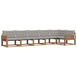 vidaXL Utomhussoffset med kudde 6 pcs Naturlig och Ljus Gr&aring;
