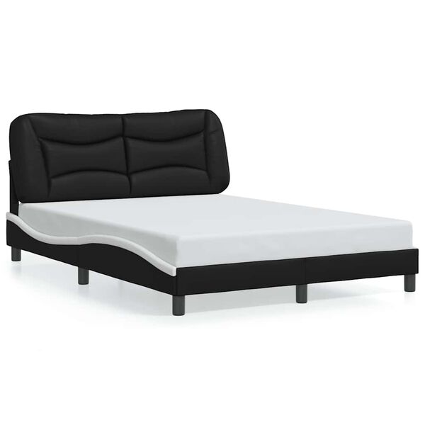 vidaXL Bed Frame without Mattress "Hvar" Black and White 140x200 cm Faux Leather