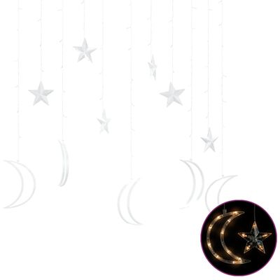 vidaXL Ljusgardin stjärnor och månar fjärrkontroll 138 LED varmvit