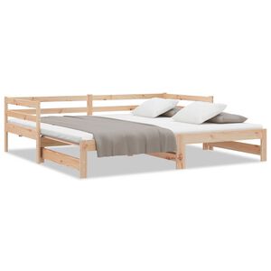 vidaXL Dagb&auml;dd utdragbar massiv furu 2x(90x200) cm
